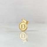 Dije Letra D 0.4gr / 1.4cm / Circulo Cargador Bordeado Oro Amarillo 18K