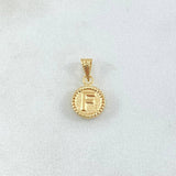 Dije Letra F 0.4gr / 1.4cm / Circulo Texturizado Oro Amarillo 18K *