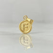 Dije Letra F 0.4gr / 1.4cm / Circulo Texturizado Oro Amarillo 18K *