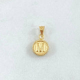 Dije Letra M 0.45gr / 1.5cm-Mate-Bordeado Oro Amarillo 18K ©