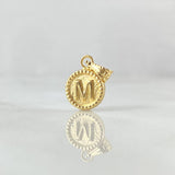 Dije Letra M 0.45gr / 1.4cm / Circulo Cargador Bordeado Oro Amarillo 18K
