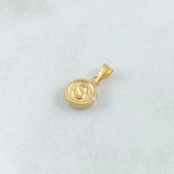 Dije Letra S 0.45gr / 1.4cm / Circulo Cargador Bordeado Oro Amarillo 18K