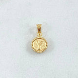 Dije Letra Y 0.45gr / 1.4cm / Circulo Cargador Bordeado Oro Amarillo 18K