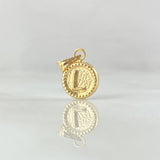 Dije Letra L 0.45gr / 1.5cm-Mate-Bordeado Oro Amarillo 18K ©