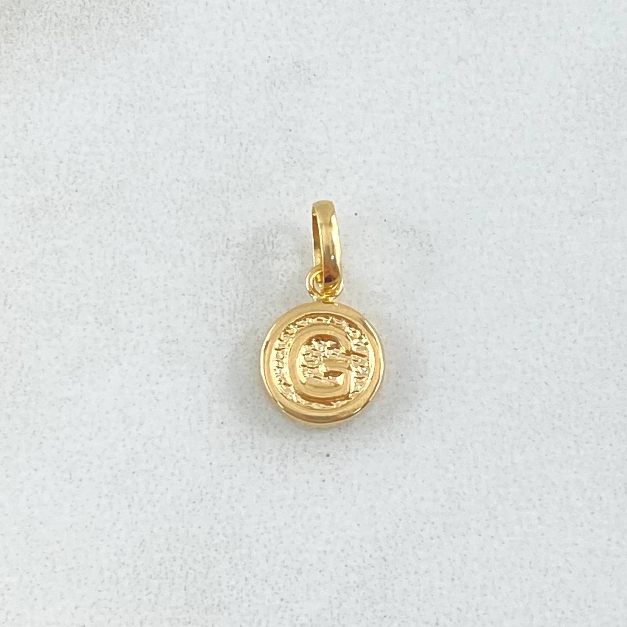 Dije Letra G 0.35gr / 1.5cm / Circulo Texturizado Oro Amarillo 18K