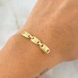 Herraje Retazo Rustico RX 0.95gr / 3.5cm-Tres Eslabones Oro Amarillo 18K ©