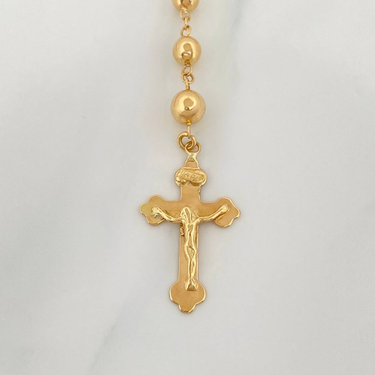 Rosario Virgen Milagrosa Cruz Cristo 13.9 g / 60 cm / 6 mm Oro Amarillo 18K