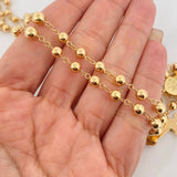 Rosario Virgen Milagrosa Cruz Cristo 13.9 g / 60 cm / 6 mm Oro Amarillo 18K