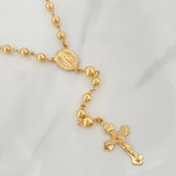 Rosario Virgen Milagrosa Cruz Cristo 13.8 g / 60 cm / 5-6mm mm Oro Amarillo 18K