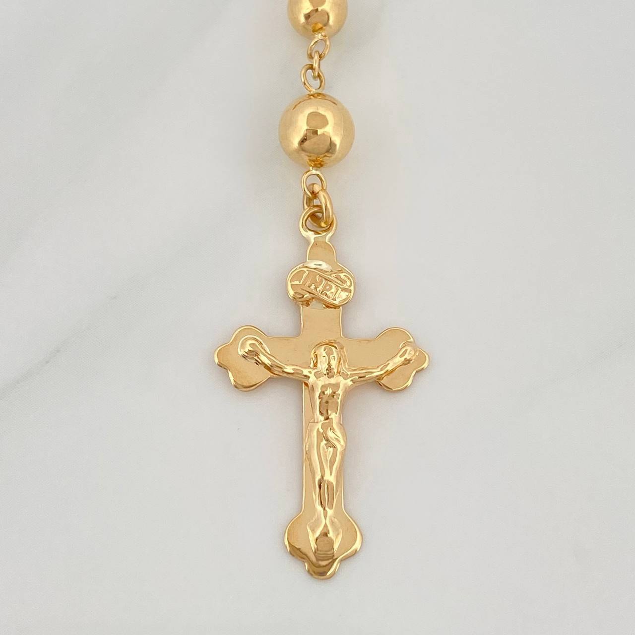 Rosario Virgen Milagrosa Cruz Cristo 13.8 g / 60 cm / 5-6mm mm Oro Amarillo 18K