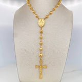 Rosario Virgen Milagrosa Cruz Cristo 18.3 g / 64 cm / 6-7mm mm Oro Amarillo 18K