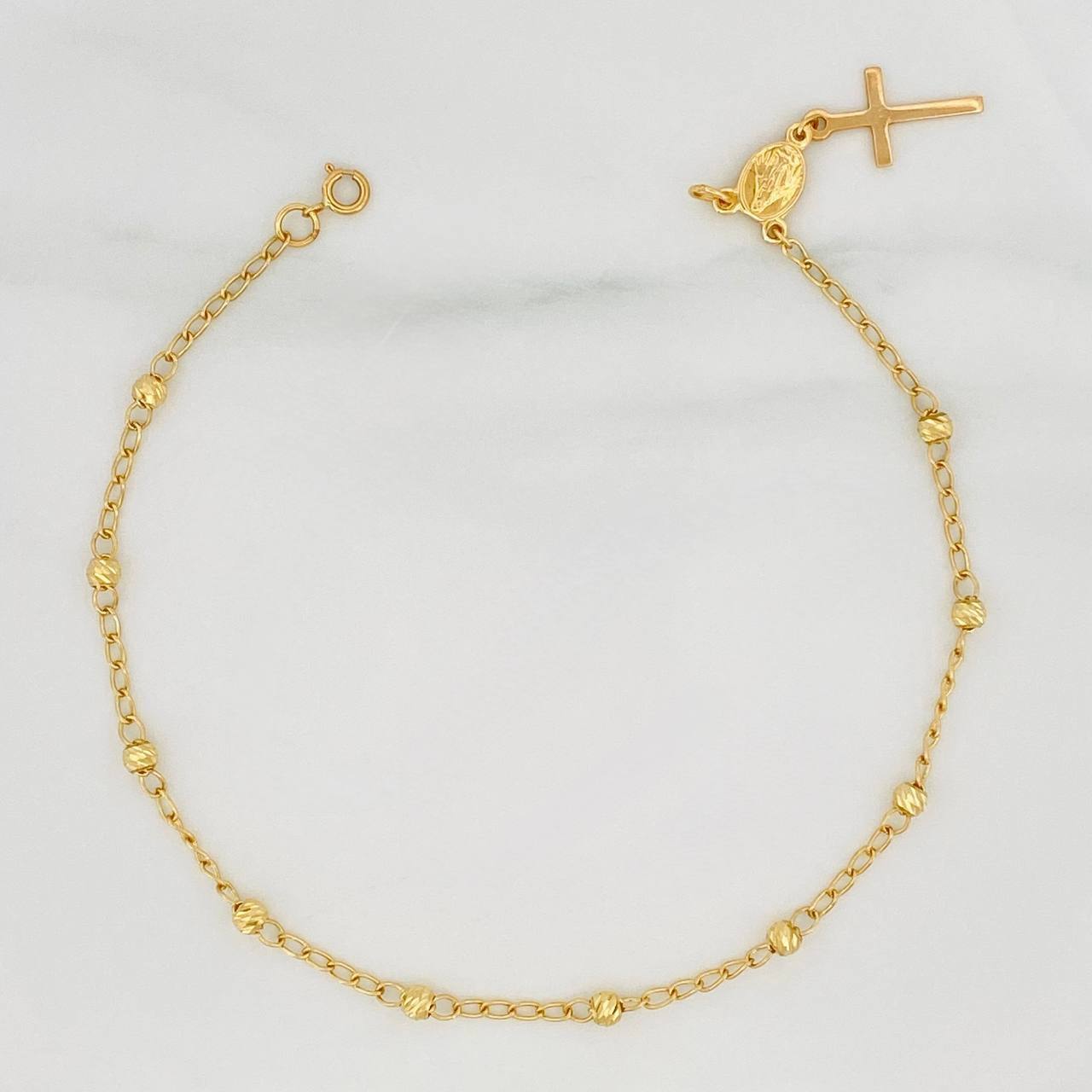 Tobillera Denario Virgen Milagrosa 2.3 g / 20 cm / 3 mm Oro Amarillo 18K