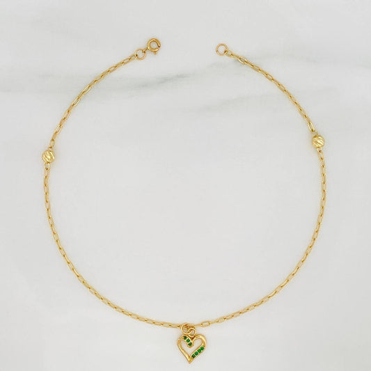 Tobillera Cajón Corazón 1.85 g / 25 cm / 4 mm Oro Amarillo 18K
