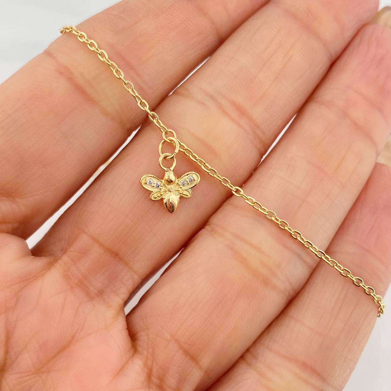 Tobillera Aro Seguido Mariposa 1.75 g / 25 cm / 4 mm Oro Amarillo 18K