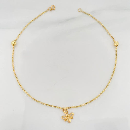 Tobillera Aro Seguido Mariposa 1.75 g / 25 cm / 4 mm Oro Amarillo 18K