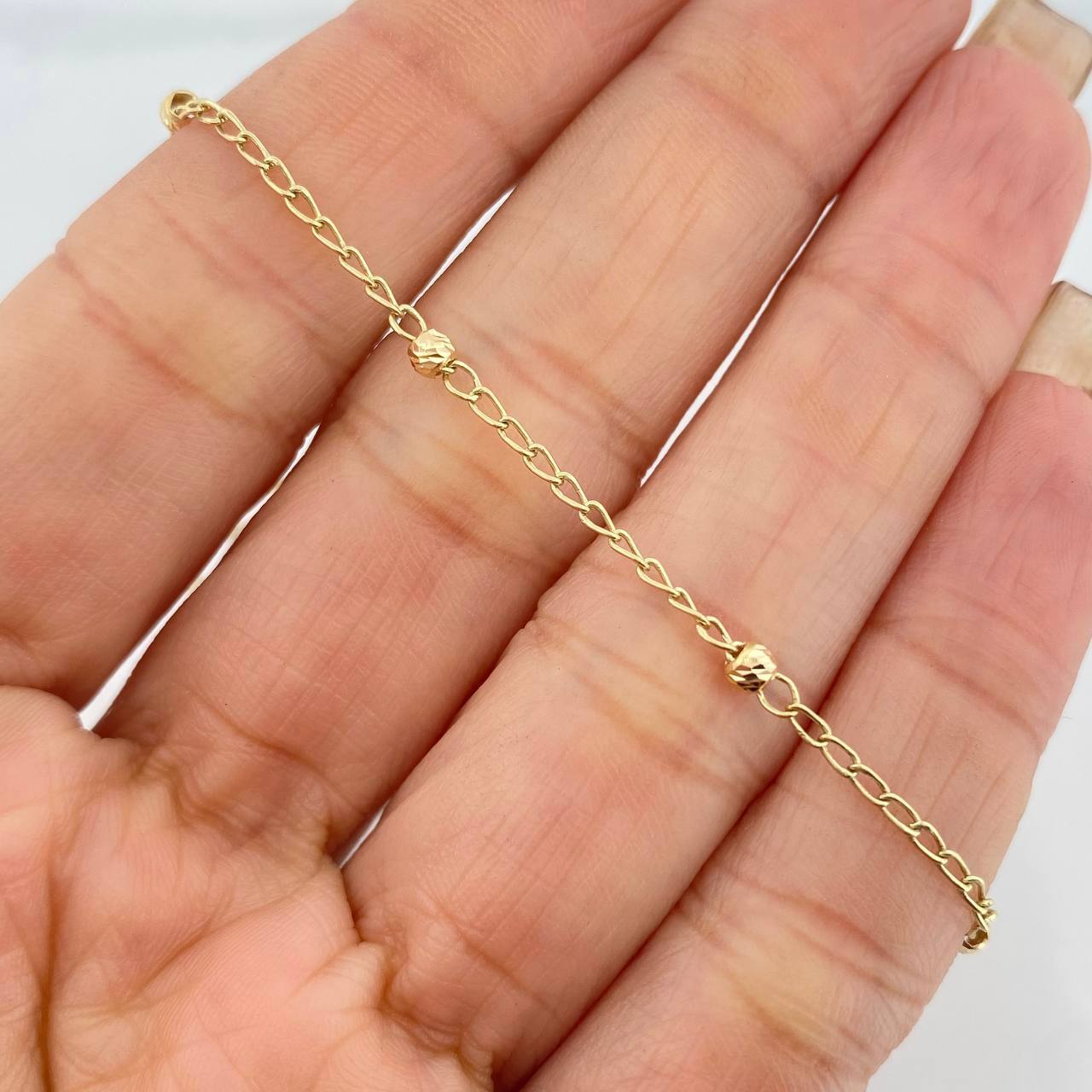 Tobillera Espiga Bolas 1.65 g / 25 cm / 3 mm Oro Amarillo 18K