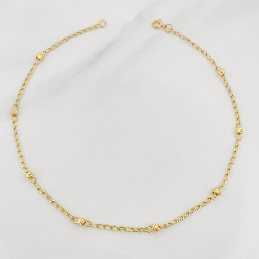 Tobillera Espiga Bolas 1.65 g / 25 cm / 3 mm Oro Amarillo 18K