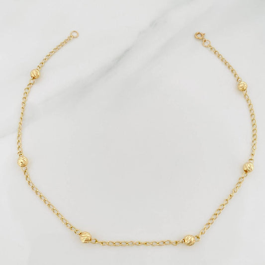 Tobillera Espiga Bolas 1.95 g / 25 cm / 4 mm Oro Amarillo 18K