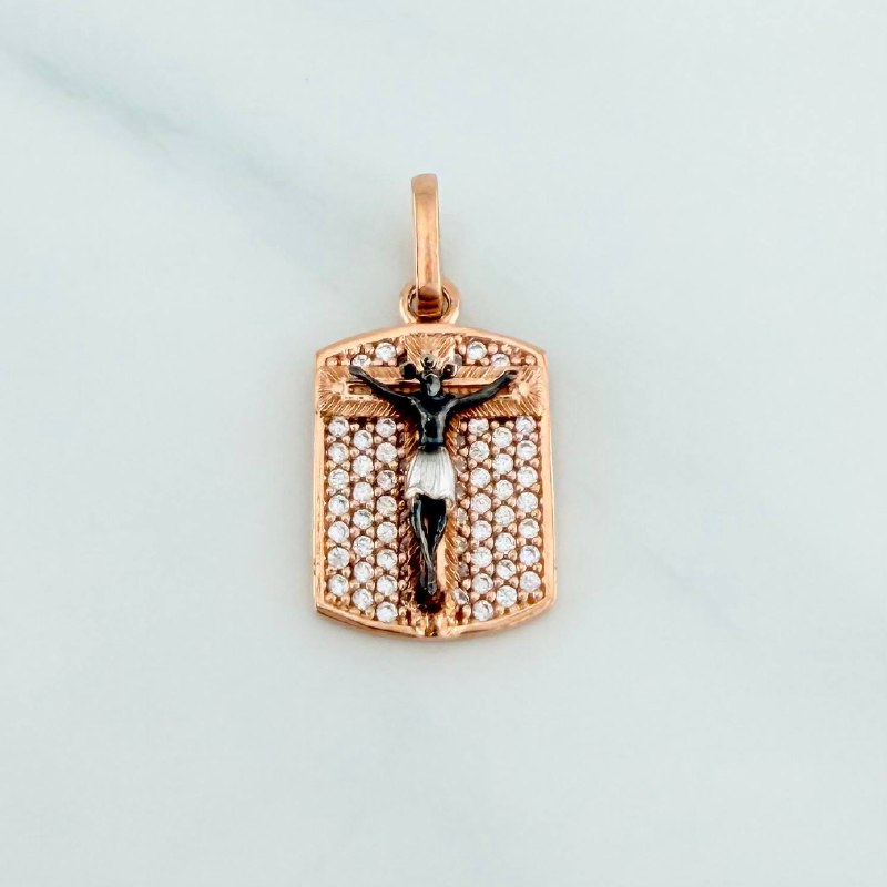 Dije Placa Cruz Cristo Milagroso De Buga 2.7 g / 2.3 cm Tres Oros 18K