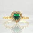 Anillo Solitario Halo Corazón 2.25gr / T9 1/4 / Oro Amarillo 18K
