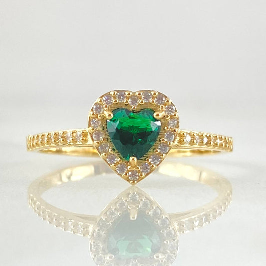 Anillo Solitario Halo Corazón 2.25gr / T9 1/4 / Oro Amarillo 18K