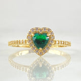 Anillo Solitario Halo Corazón 2.25gr / T9 1/4 / Oro Amarillo 18K