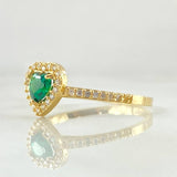 Anillo Solitario Halo Corazón 2.25gr / T9 1/4 / Oro Amarillo 18K