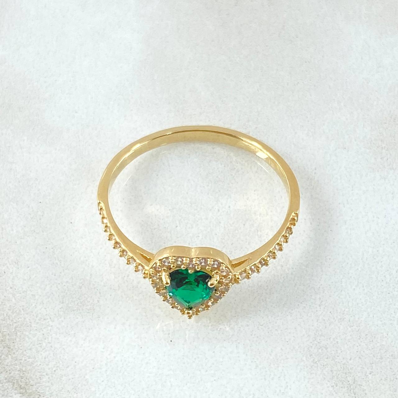Anillo Solitario Halo Corazón 2.25gr / T9 1/4 / Oro Amarillo 18K
