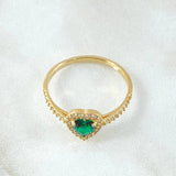 Anillo Solitario Halo Corazón 2.25gr / T9 1/4 / Oro Amarillo 18K