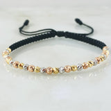 Pulsera Negra Bolas Diamantadas 1.8gr / Tres Oros 18K *