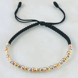 Pulsera Negra Bolas Diamantadas 1.8gr / Tres Oros 18K *