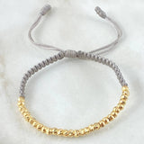 Pulsera Gris Bolas Diamantadas 1.8gr / Oro Amarillo 18K *