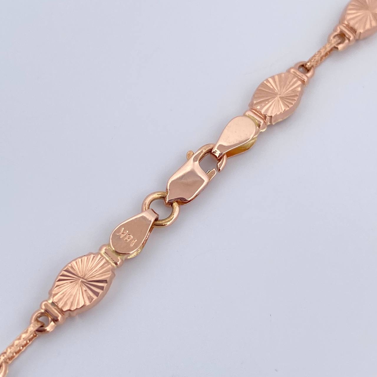 Cadena Rustica Eslabon 12.05gr / 55.5cm / Dos Oros Blanco Rosa 18K $