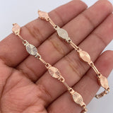 Cadena Rustica Eslabon 12.05gr / 55.5cm / Dos Oros Blanco Rosa 18K $