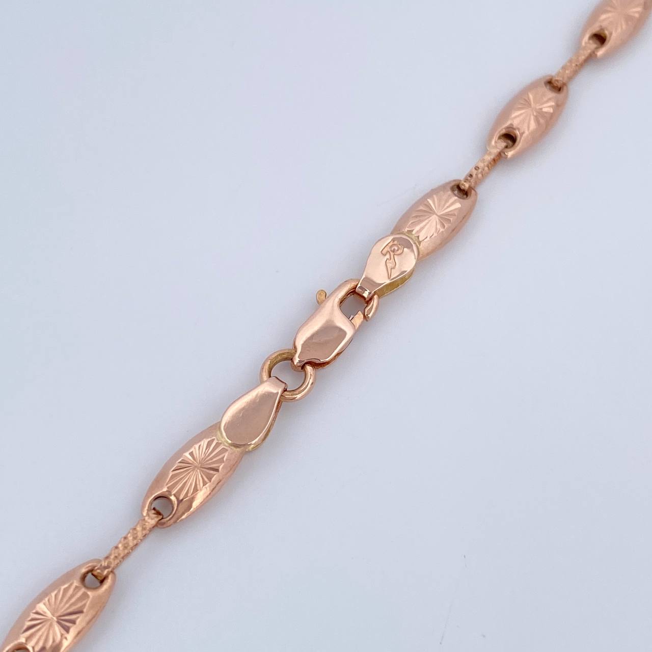 Cadena Rustica Eslabon 11.2gr / 56cm / Dos Oros Blanco Rosa 18K $