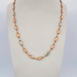 Cadena Rustica Eslabon 11.2gr / 56cm / Dos Oros Blanco Rosa 18K $