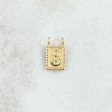 Dije Herraje Sagrado Corazón Virgen del Carmen 0.45gr / 1.4cm / 8mm Rectangular Marco Bordeado Oro Amarillo 18K *