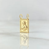 Dije Herraje Sagrado Corazón Virgen del Carmen 0.45gr / 1.4cm / 8mm Rectangular Marco Bordeado Oro Amarillo 18K *
