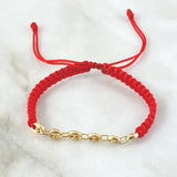 Pulsera Roja Retazo GC 0.65gr / 4mm Liso 6 Eslabones Oro Amarillo 18K