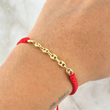 Pulsera Roja Retazo GC 0.65gr / 4mm Liso 6 Eslabones Oro Amarillo 18K