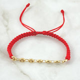Pulsera Roja Retazo GC 0.8gr / 4mm Liso 7 Eslabones Oro Amarillo 18K