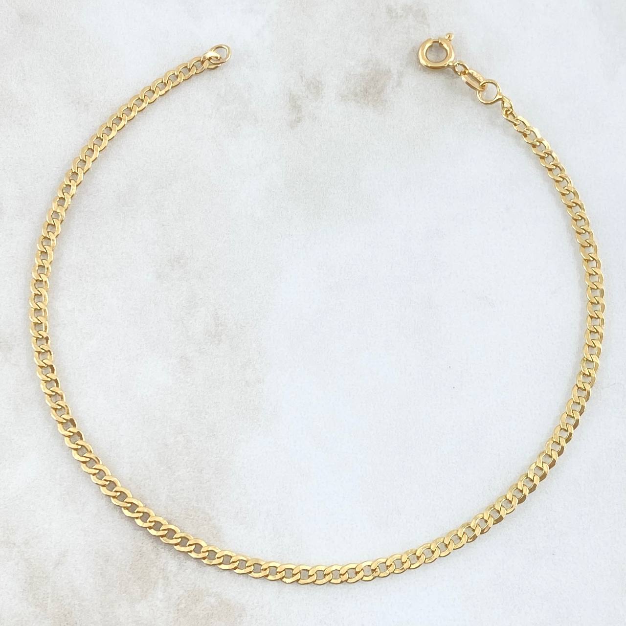 Tobillera Cubana 2.4gr / 24cm / 3mm Oro Amarillo +1 18K