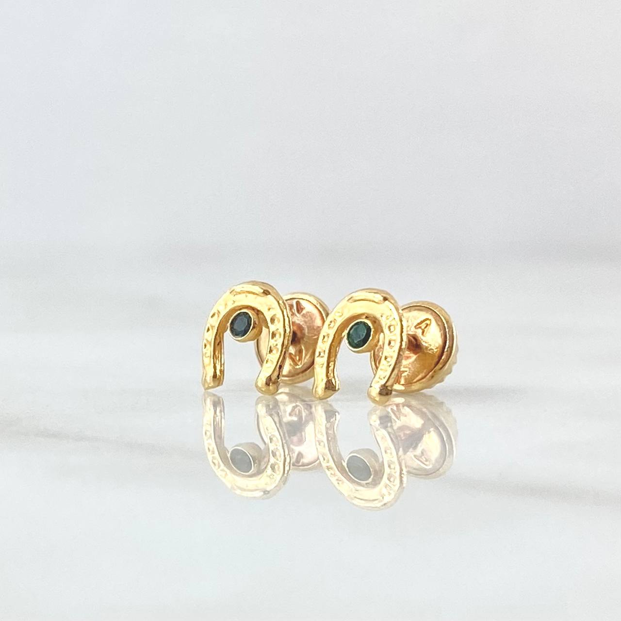 Topos Herradura 0.6gr / 6mm Circon Verde Oro Amarillo 18K *
