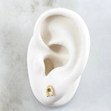 Topos Herradura 0.6gr / 6mm Circon Verde Oro Amarillo 18K *