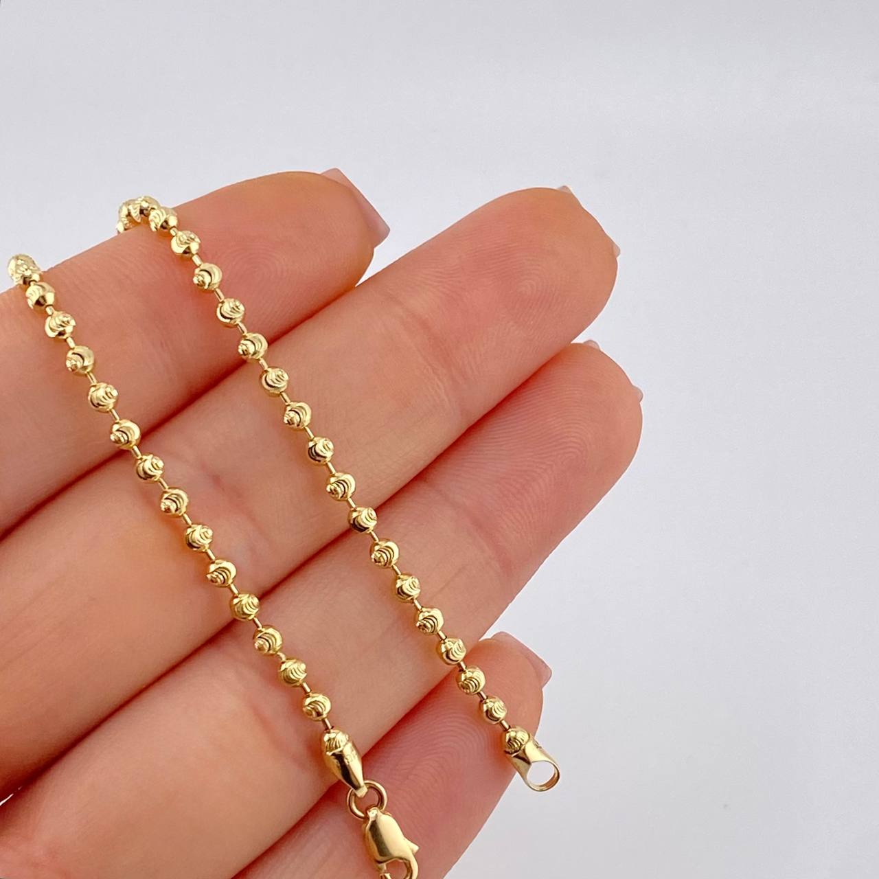 Cadena Militar Diamantada Media Luna 8.25 g / 40.5 cm / 2.4 mm Oro Amarillo 18K