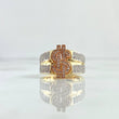 Anillo Signo Dólar 9.8gr / T10 / Circones Blancos Tres Oros 18K