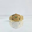 Anillo Circulo de Relojero 7.6gr / T11 1/4 / Circones Blancos - Verde Oro Amarillo 18K