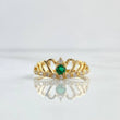 Anillo Corona Oleada 2.4gr / T7 / Circones Blancos - Verde Oro Amarillo 18K