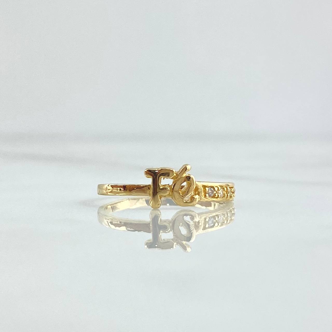 Anillo Fé 1.75gr / T7 1/2 / Circones Blancos Oro Amarillo 18K