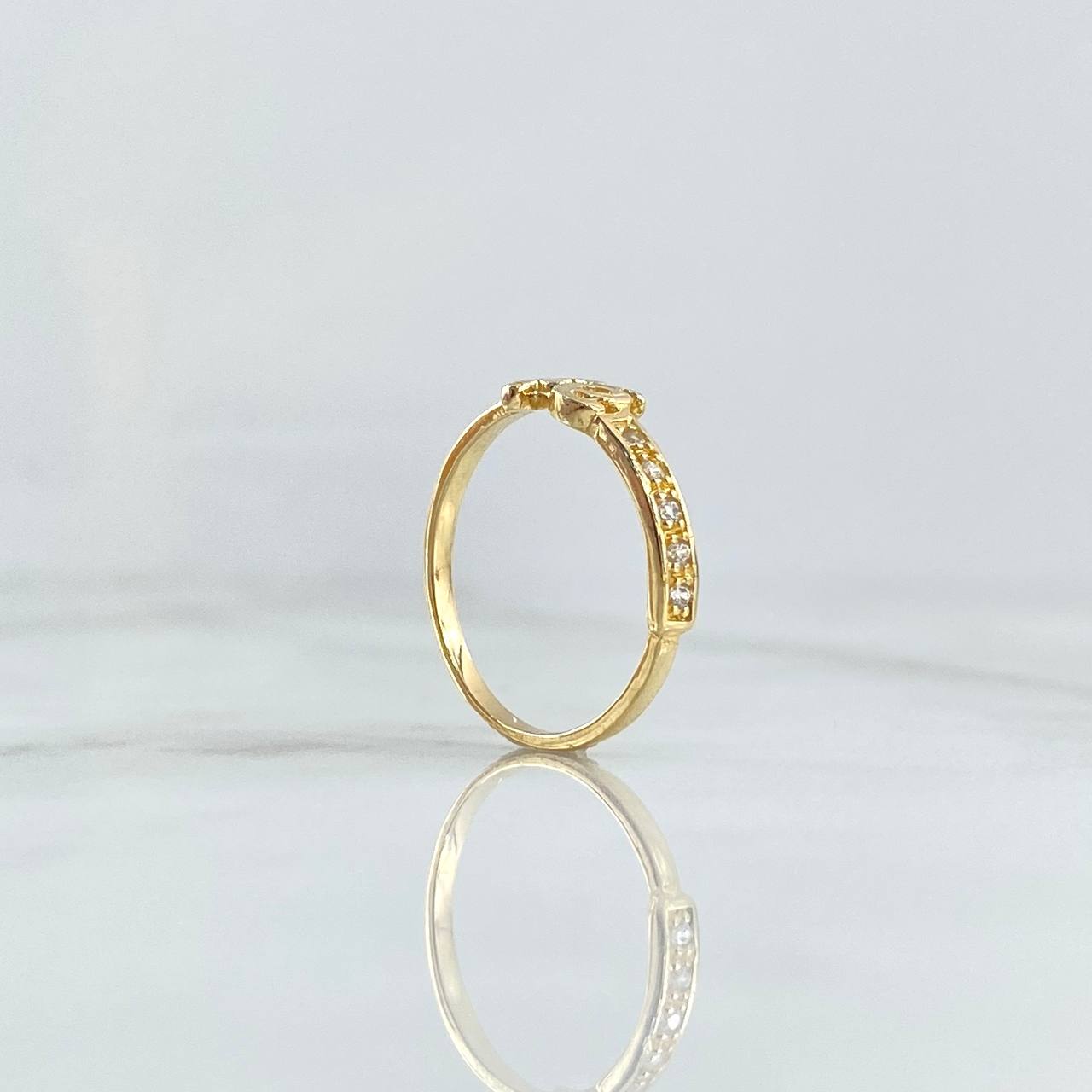 Anillo Fé 1.75gr / T7 1/2 / Circones Blancos Oro Amarillo 18K